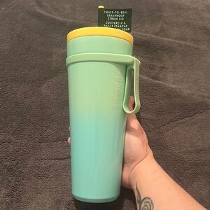 Starbucks Mint Green 24oz Tumbler with Yellow Lid